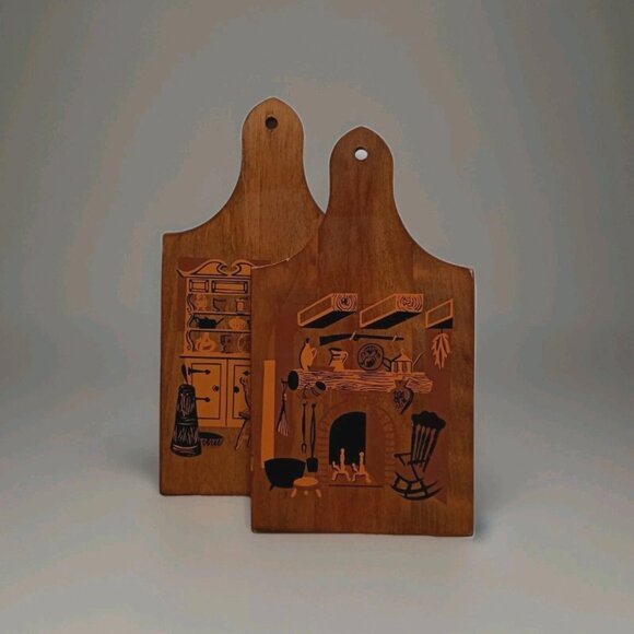 Duo of MCM Baribocraft Wall Decorations Made in Quebec Screen Printed Wood - Picture 6 of 6